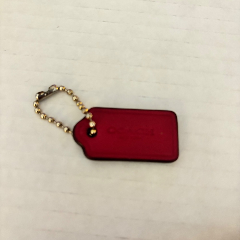 Coach Magenta Pink Leather Replacement Hangtag Silver Ball Chain Bag Charm - Picture 2 of 5